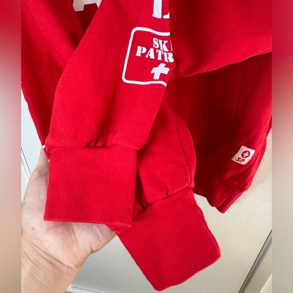 Ski Patrol Aspen Colorado Red White Hoodie Pullover Sweatshirt Spell Out Medium - Picture 7 of 16